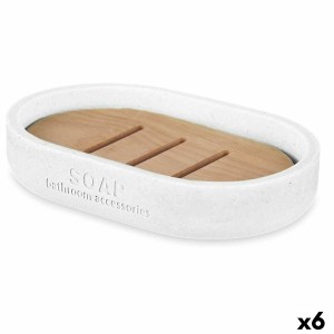 Soap dish Berilo B5456BC-4 - 455 White Resin Bamboo 12,5 x 2,5 x 8,5 cm (6 Units)
