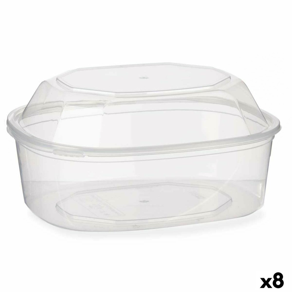 Rechteckige Lunchbox mit Deckel Leknes BS1500ROIOV Durchsichtig Polypropylen 1,5 L 18 x 10,5 x 21,5 cm (8 Stück)
