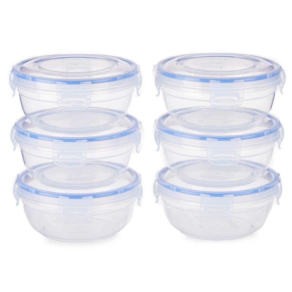 Lunchbox-Set Leknes 30502 Blau Durchsichtig Kunststoff 800 ml 15,5 x 7,5 x 15,5 cm Luftdicht (8 Stück)