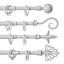 Curtain Bar Extendable White Iron 5 x 122 x 5 cm (8 Units)