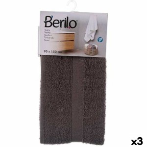 Serviette de toilette Berilo 89671 Gris 80 % coton 20 % Polyester 90 x 150 cm 90 x 0,5 x 150 cm (3 Unités)