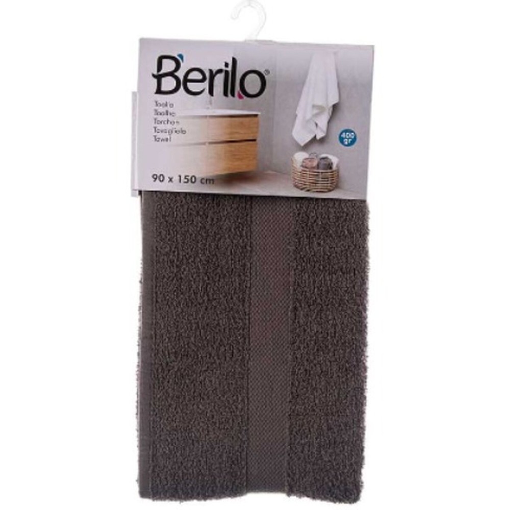 Bath towel Berilo 89671 Grey 80 % cotton 20 % Polyester 90 x 150 cm 90 x 0,5 x 150 cm (3 Units)