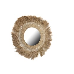 Wall mirror Romimex Natural Vegetable fibre 120 x 4 x 120 cm Circular