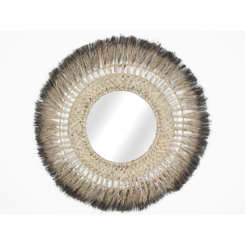 Miroir mural Romimex Naturel Fibre naturelle Fenêtre 70 x 70 x 3 cm Rond