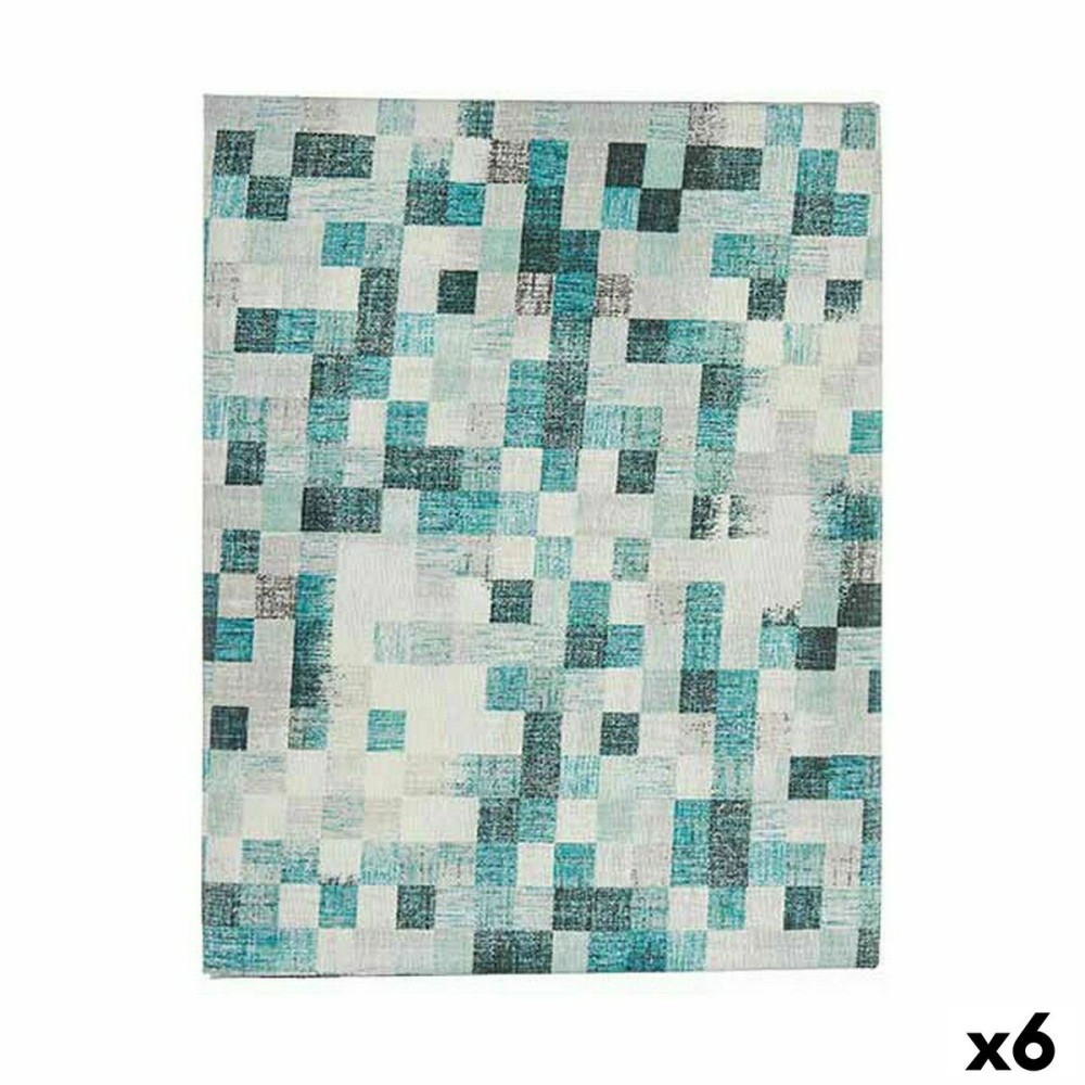 Stain-proof tablecloth Kinvara CUADROS-A Blue Turquoise Thin canvas Anti-stain Frames 140 x 180 cm (6 Units)