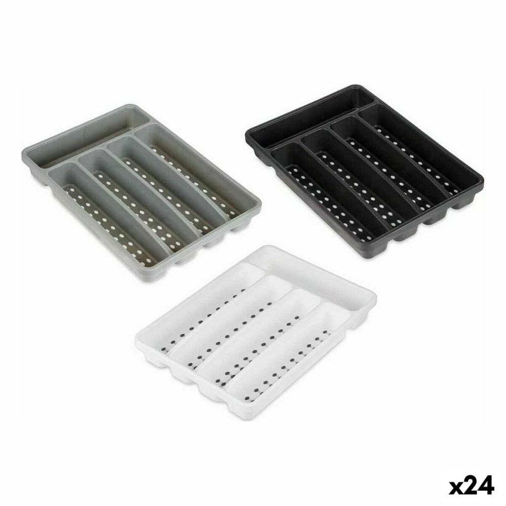 Range-couverts Kinvara CN19128-1 Blanc Noir polypropylène 22,5 x 4,5 x 32 cm (24 Unités)