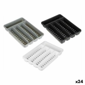 Range-couverts Kinvara CN19128-1 Blanc Noir polypropylène 22,5 x 4,5 x 32 cm (24 Unités)