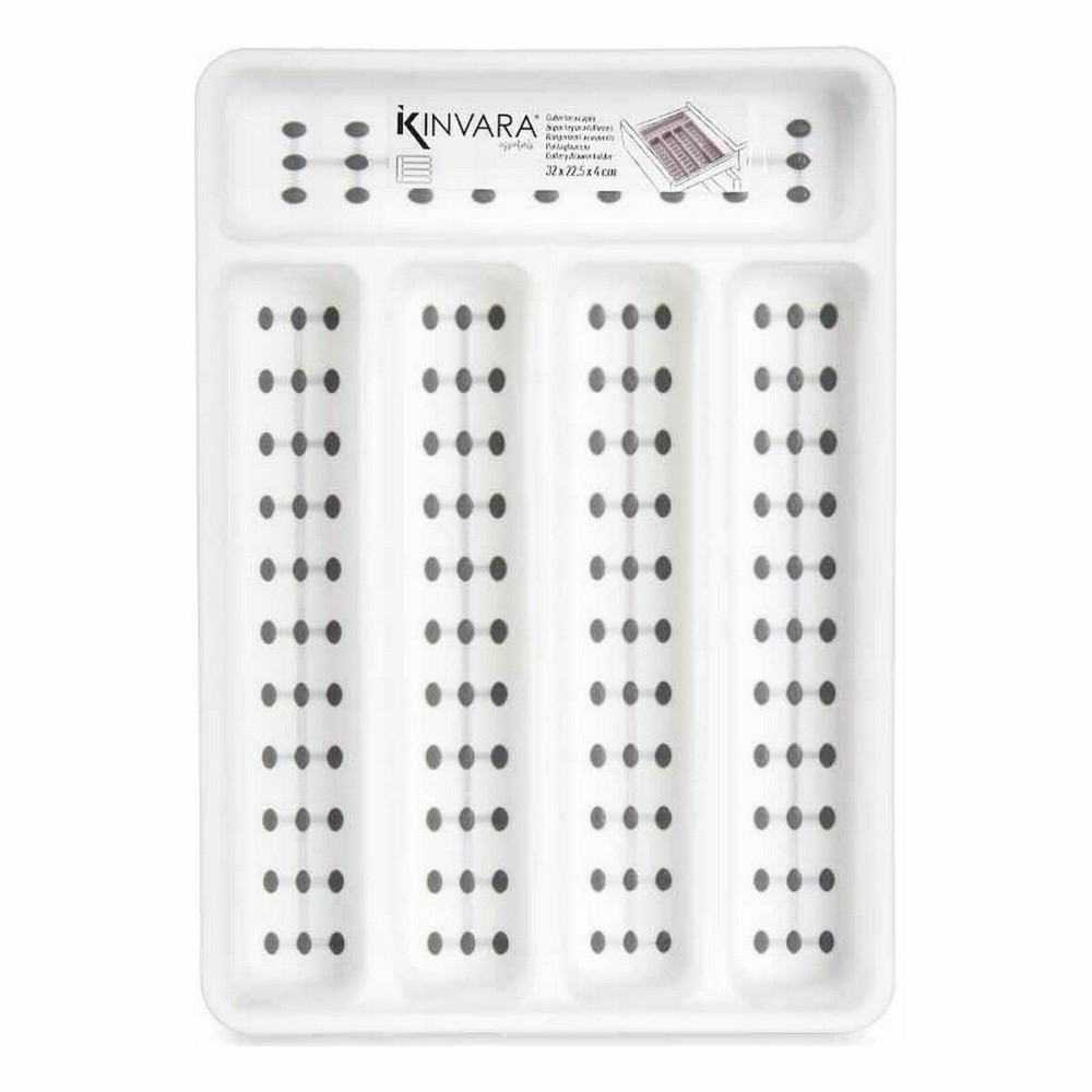 Range-couverts Kinvara CN19128-1 Blanc Noir polypropylène 22,5 x 4,5 x 32 cm (24 Unités)