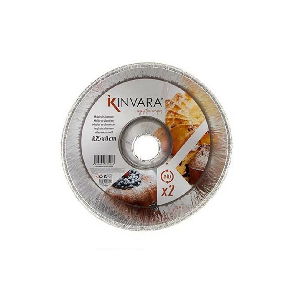 Moule à flan Kinvara 30287C Argenté Aluminium 25 x 7,7 x 25 cm Jetable Flan (12 Unités)