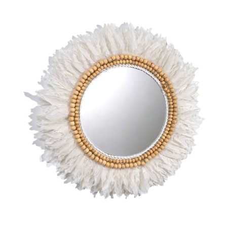 Miroir mural Romimex Blanc Plumes 50 x 3 x 50 cm Rond