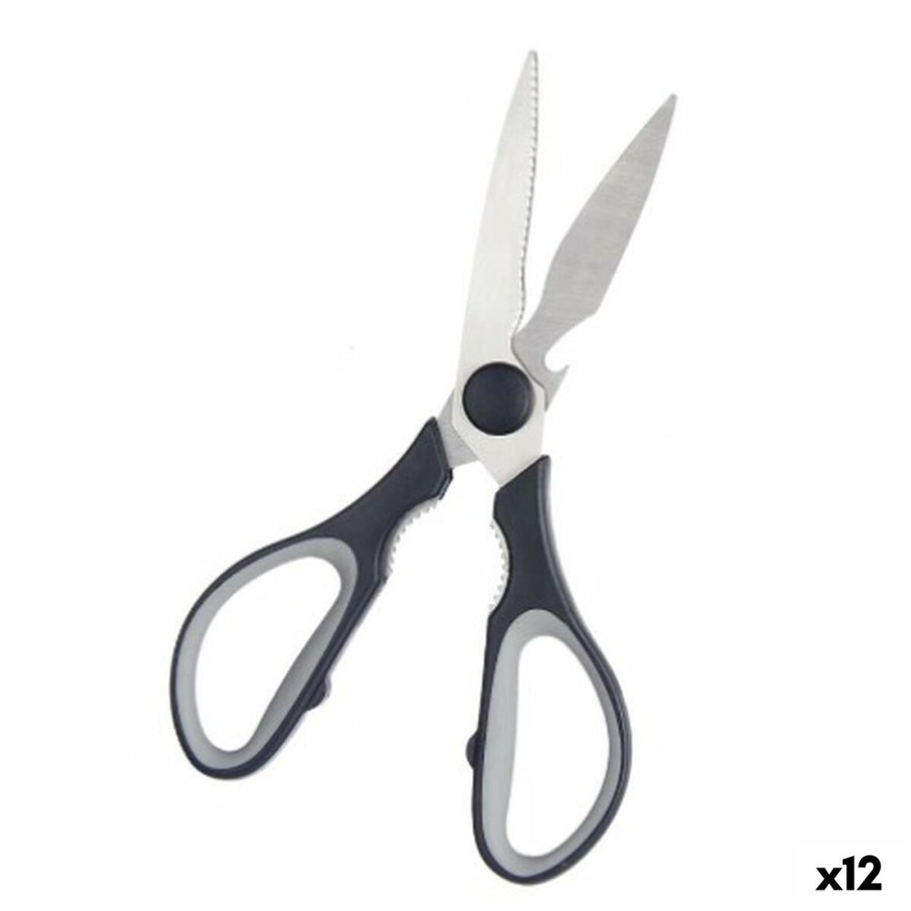 Ciseaux de Cuisine Kinvara KT156088 Noir Argenté Acier inoxydable 8,5 x 21 x 1,5 cm (12 Unités)