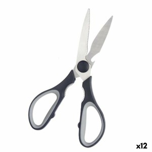 Ciseaux de Cuisine Kinvara KT156088 Noir Argenté Acier inoxydable 8,5 x 21 x 1,5 cm (12 Unités)