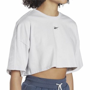 Damen Kurzarm-T-Shirt Reebok Fitness Crop Vector Velour Hellgrau