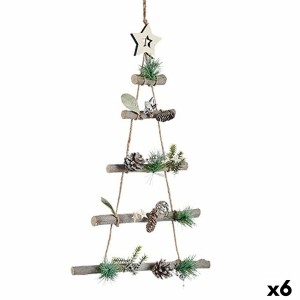 Décorations de Noël Krist+ 95851 Marron Argenté Bois Plastique Sapin de Noël 34 x 5 x 65 cm (6 Unités)