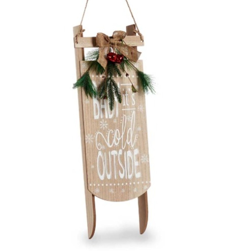 Dekoration zum Aufhängen Schild Schlitten Beige Holz MDF 20 x 5 x 69 cm (6 Stück)