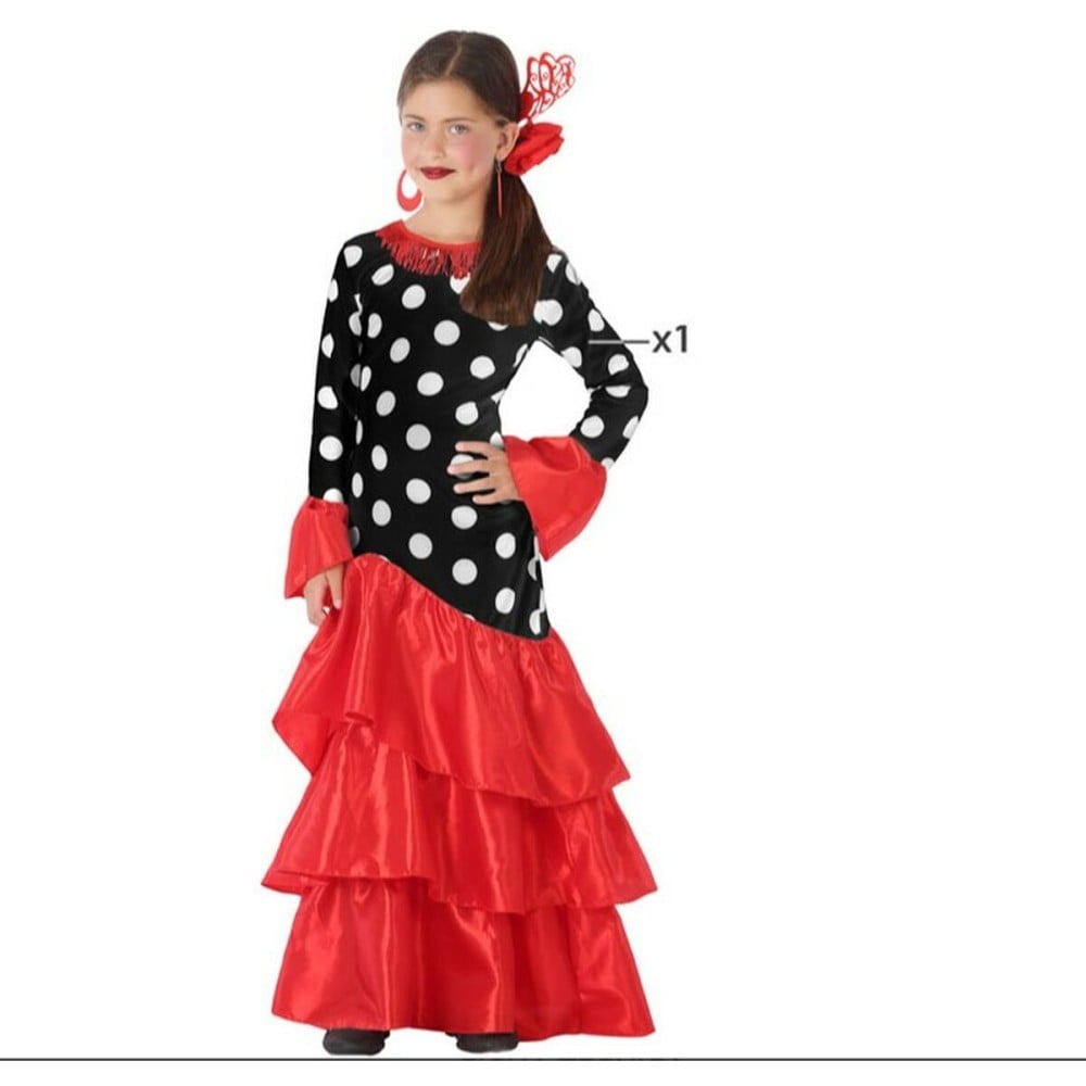 Verkleidung für Erwachsene Flamenca Schwarz Rot Spanien