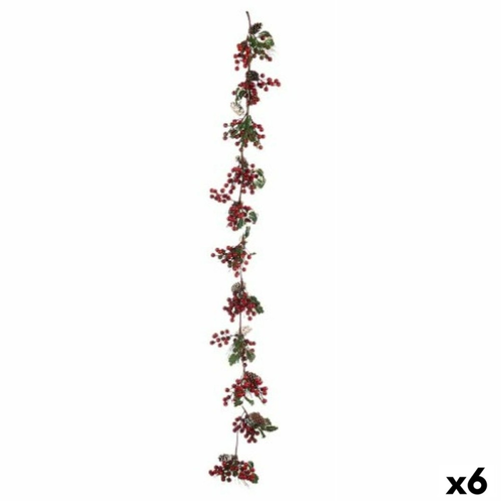 Weihnachtsgirlande Krist+ B9M-1007B grün Kunststoff Rote Früchte 15 x 7,5 x 156 cm Zweig (6 Stück)