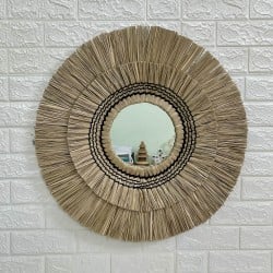 Miroir mural Alexandra House Living Herbe de mer 6 x 57 x 59 cm Rond