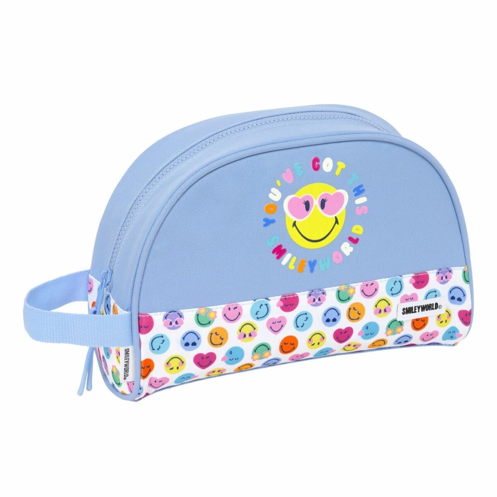 Travel Vanity Case Smiley Joyful Multicolour Light Blue Recyclable 28 x 18 x 10 cm