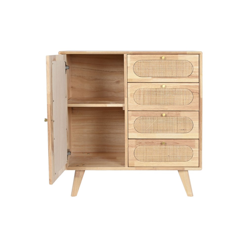 Sideboard DKD Home Decor Natural Metal Rattan Rubber wood 73,5 x 35 x 78 cm