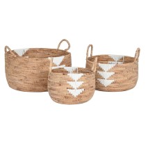 Korb-Set DKD Home Decor Weiß natürlich Schnur Seegras (3 Stücke)