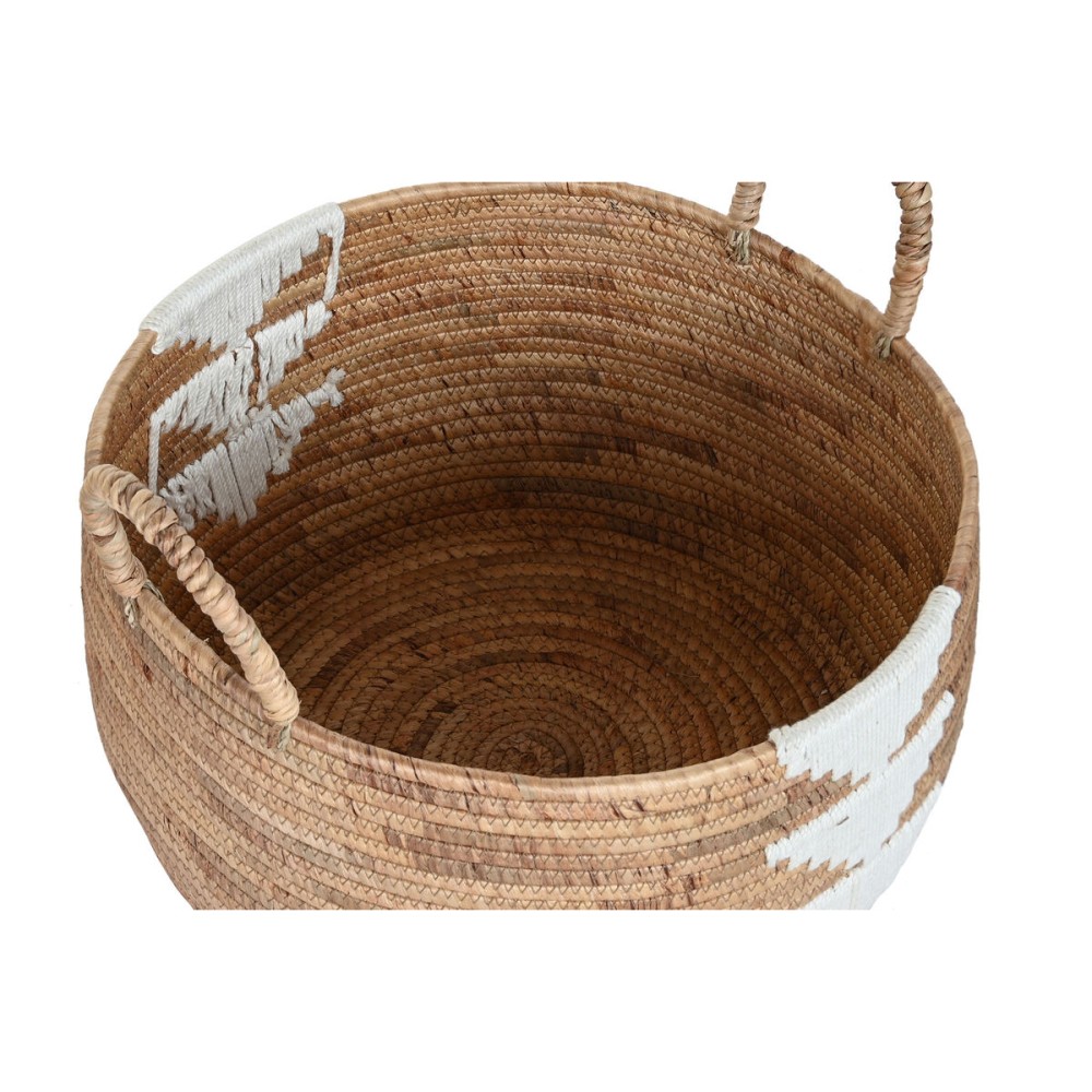 Set de basket DKD Home Decor Blanc Naturel Corde Herbier marin (3 Pièces)