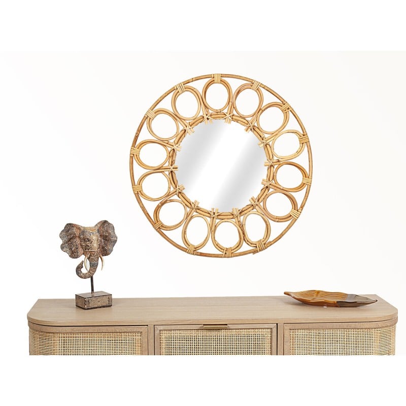 Wall mirror Romimex Natural Rattan 50 x 50 x 4 cm