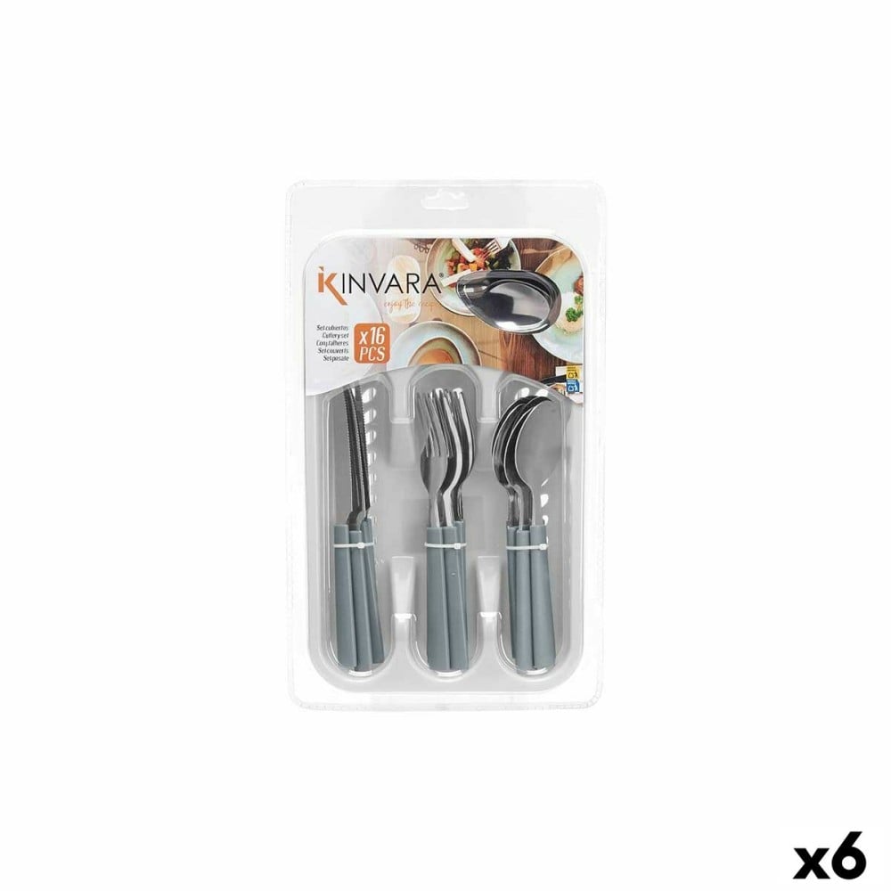 Besteck-Set Grau Silberfarben Edelstahl Kunststoff (6 Stück)