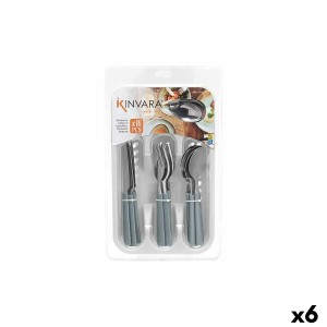 Besteck-Set Grau Silberfarben Edelstahl Kunststoff (6 Stück)