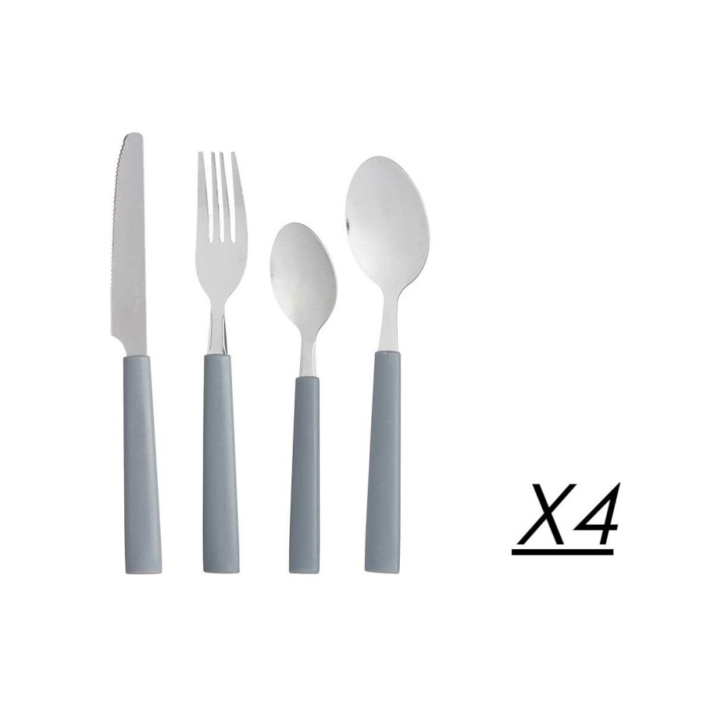 Besteck-Set Grau Silberfarben Edelstahl Kunststoff (6 Stück)