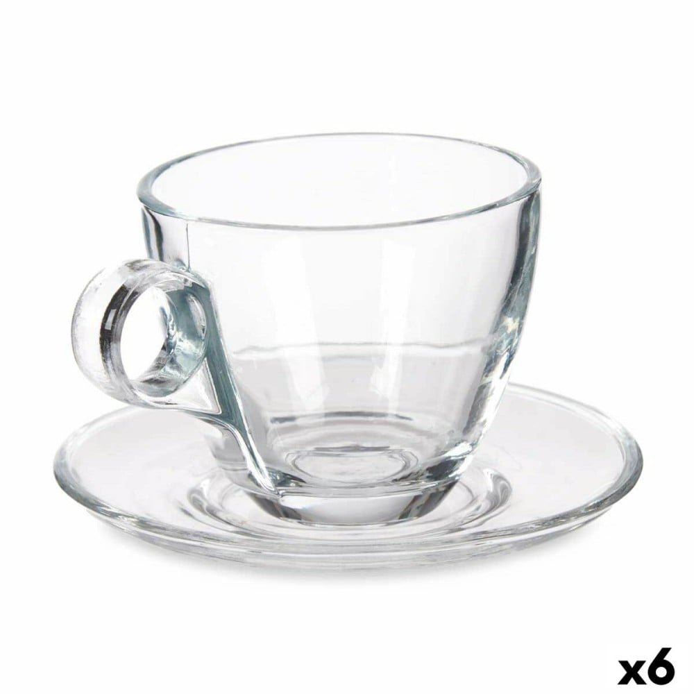 Tasse mit Untertasse Durchsichtig Glas 170 ml (6 Stück)