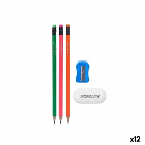 Bleistifte Set Pincello 477 Blau Rot grün Orange Spitzer Radiergummi (12 Stück)