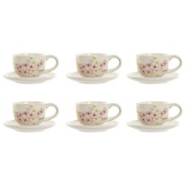 Satz von Kaffeetassen Home ESPRIT Gelb Weiß Rosa Lila Metall Dolomite 180 ml