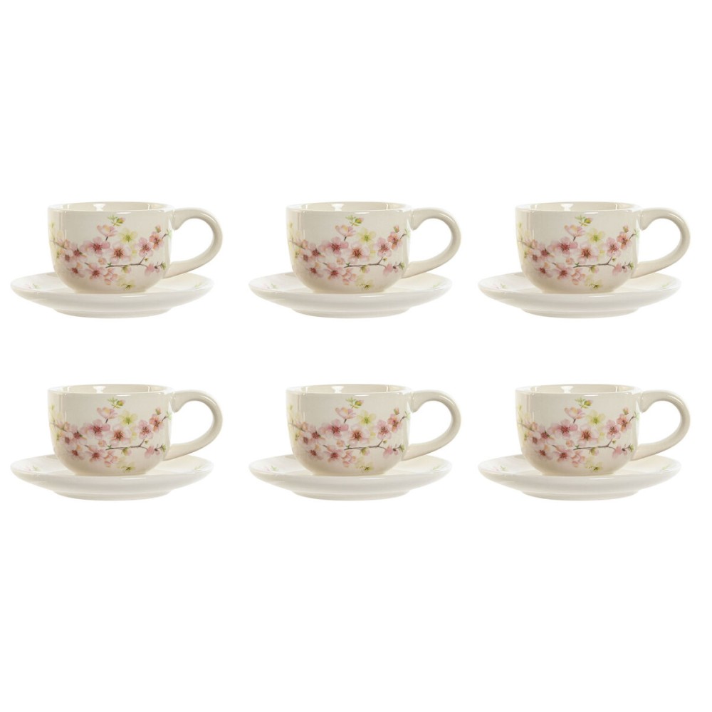 Piece Coffee Cup Set Home ESPRIT Yellow White Pink Lilac Metal Dolomite 180 ml