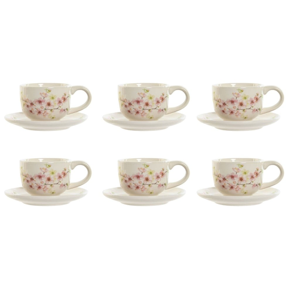 Satz von Kaffeetassen Home ESPRIT Gelb Weiß Rosa Lila Metall Dolomite 180 ml