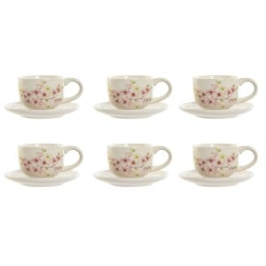 Satz von Kaffeetassen Home ESPRIT Gelb Weiß Rosa Lila Metall Dolomite 180 ml