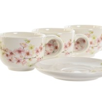 Satz von Kaffeetassen Home ESPRIT Gelb Weiß Rosa Lila Metall Dolomite 180 ml