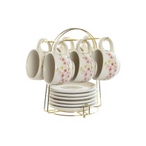 Satz von Kaffeetassen Home ESPRIT Gelb Weiß Rosa Lila Metall Dolomite 180 ml