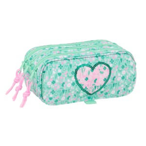Trousse Fourre-Tout Triple Safta Cuore Menthe 21,5 x 10 x 8 cm