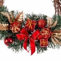Weihnachtskranz Rattan Rot Bunt PVC 20 x 20 x 10 cm