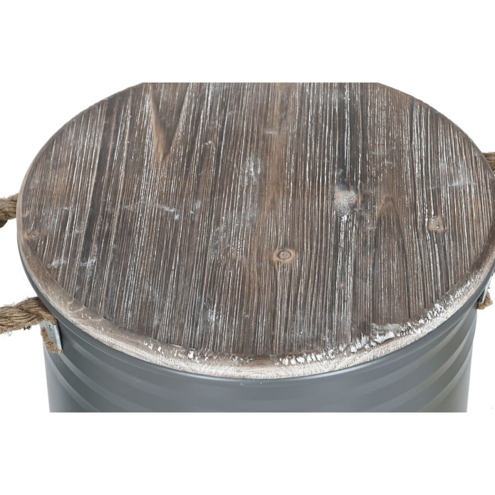 Decorative canister Home ESPRIT Yellow Green Grey Dark brown Metal Paolownia wood Vintage 38 x 38 x 48 cm (3 Units)
