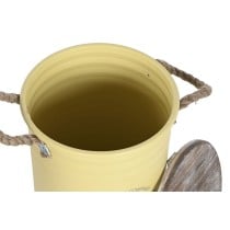 Decorative canister Home ESPRIT Yellow Green Grey Dark brown Metal Paolownia wood Vintage 38 x 38 x 48 cm (3 Units)