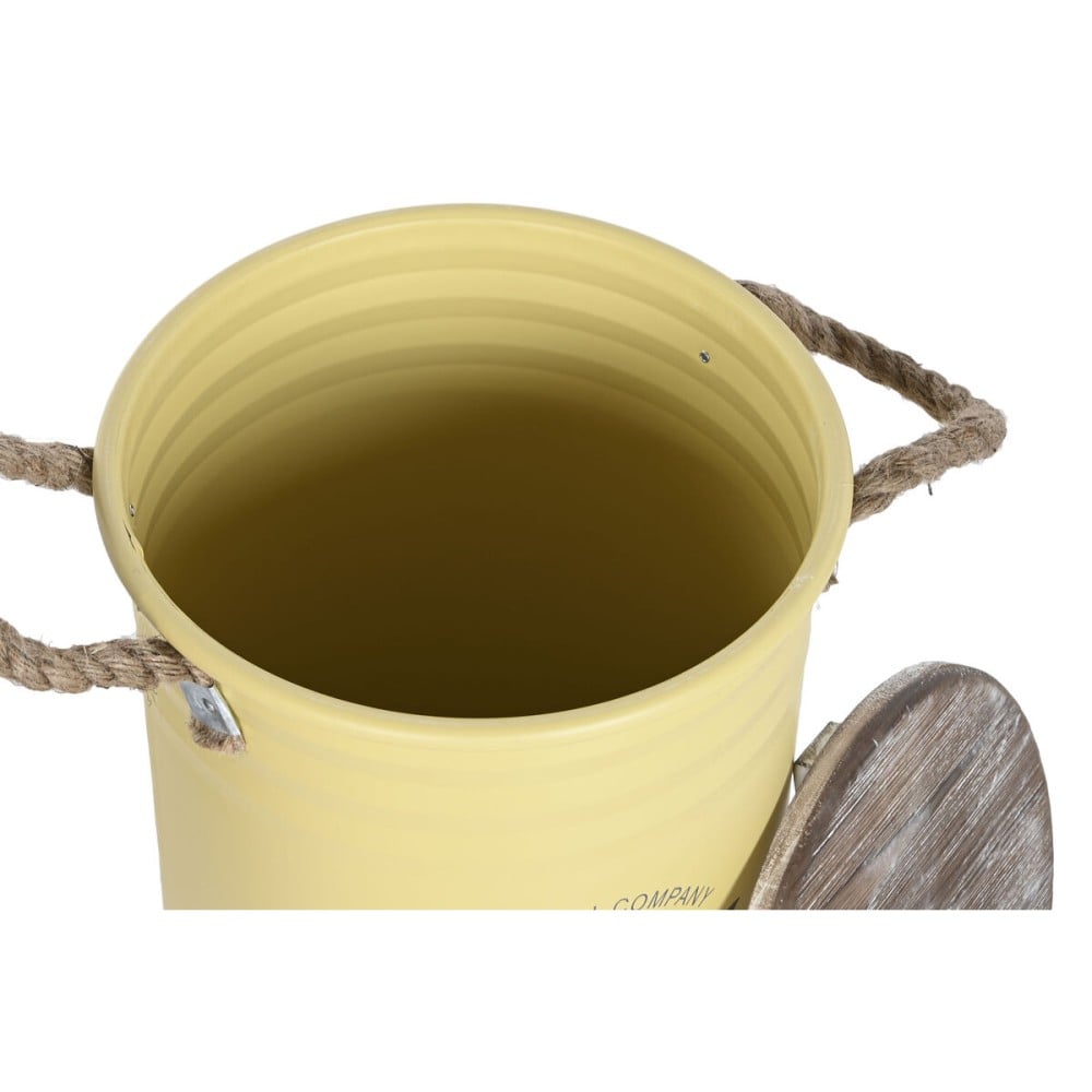Decorative canister Home ESPRIT Yellow Green Grey Dark brown Metal Paolownia wood Vintage 38 x 38 x 48 cm (3 Units)