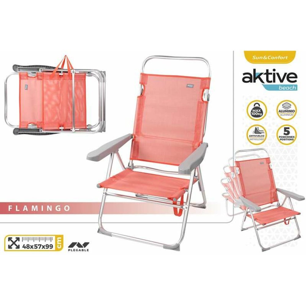 Strandstuhl Aktive Rosa 48 x 57 x 99 cm Multiposition