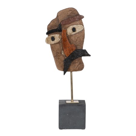 Skulptur Braun Schwarz Harz 18 x 11 x 48,5 cm Maske