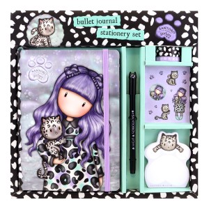 Ensemble de Papeterie Gorjuss Smitten kitten Violet Noir Blanc