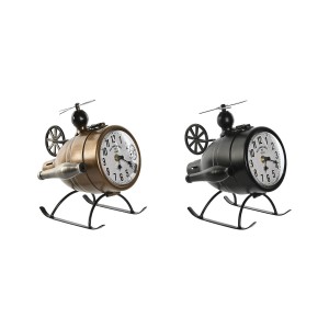 Horloge de table Home ESPRIT Noir Doré Loft Hélicoptère (2 Unités)