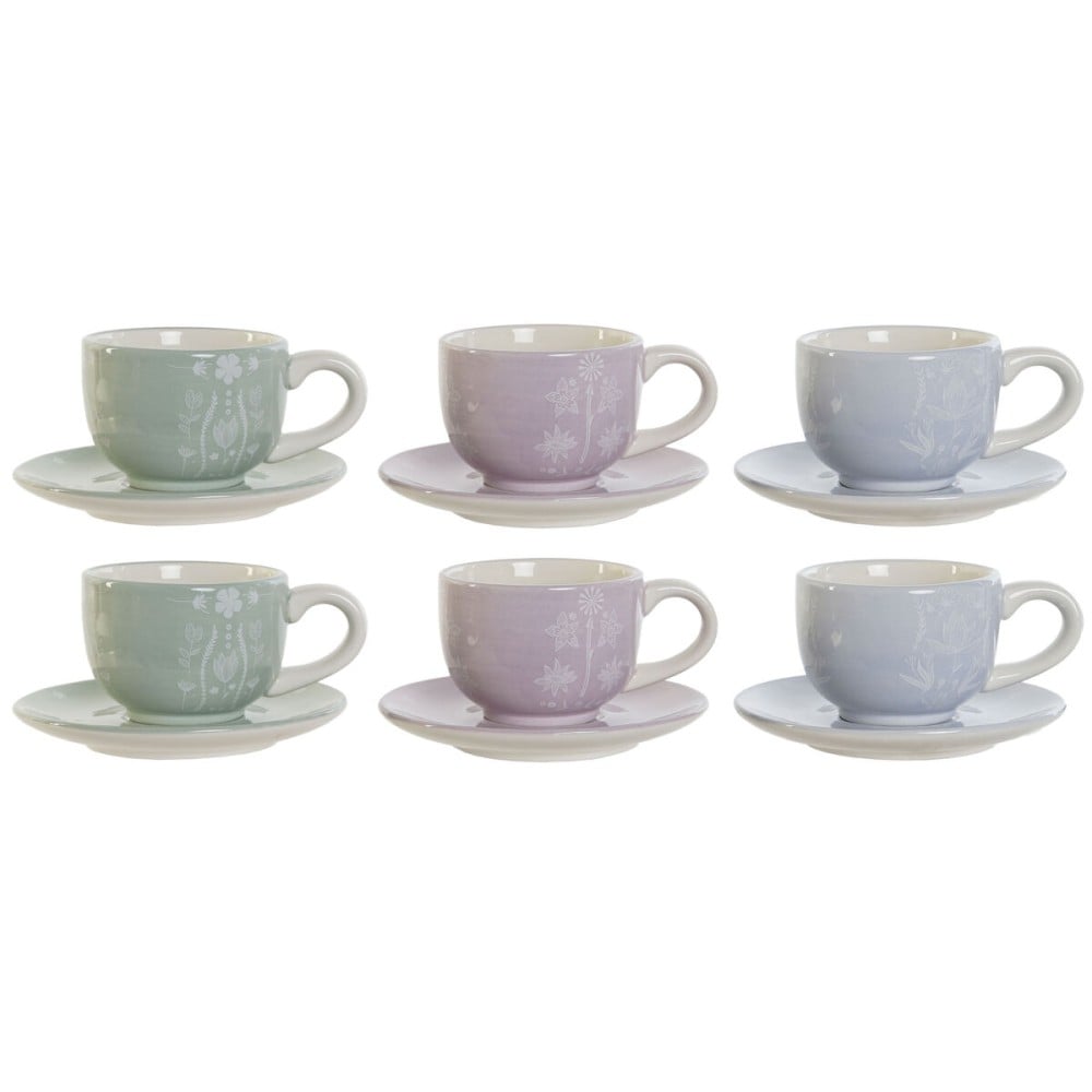 Kaffeservice DKD Home Decor Blau Weiß grün Lila Metall Dolomite 180 ml