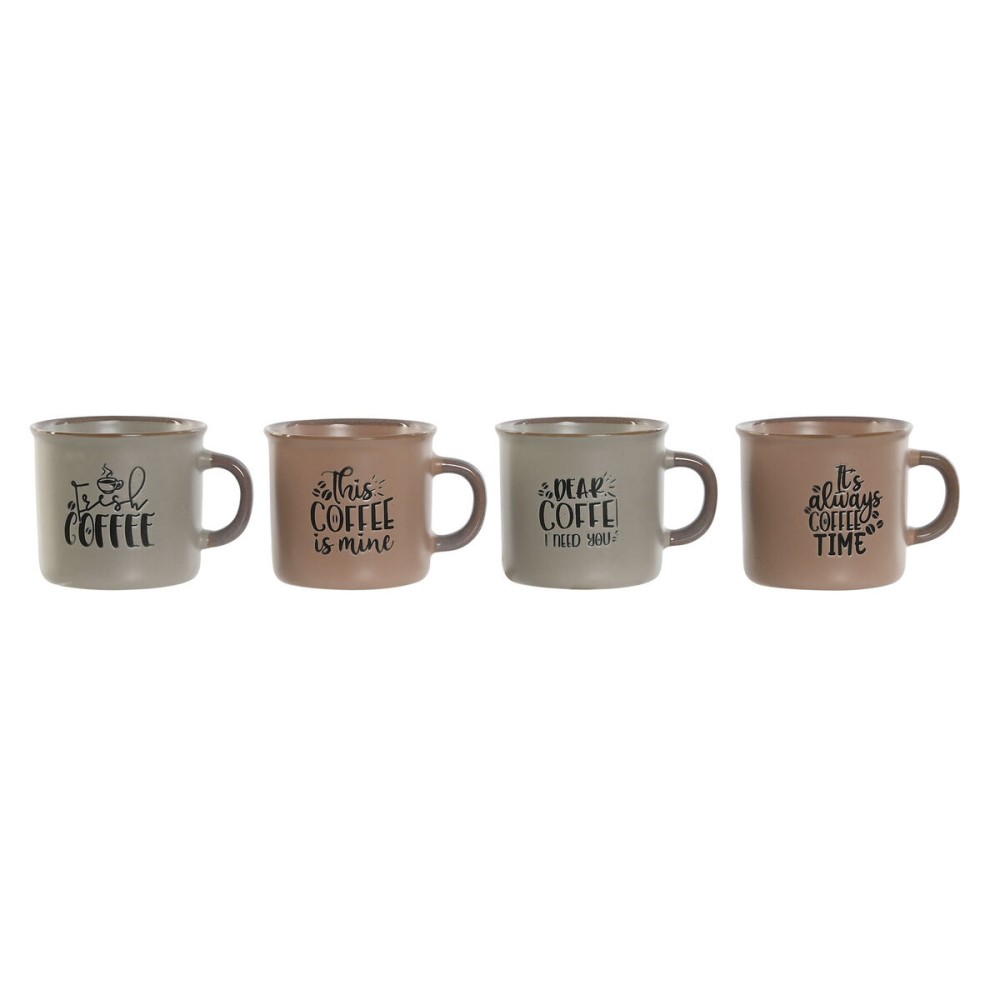Ensemble de tasses à café Home ESPRIT Bleu Rose Grès 180 ml