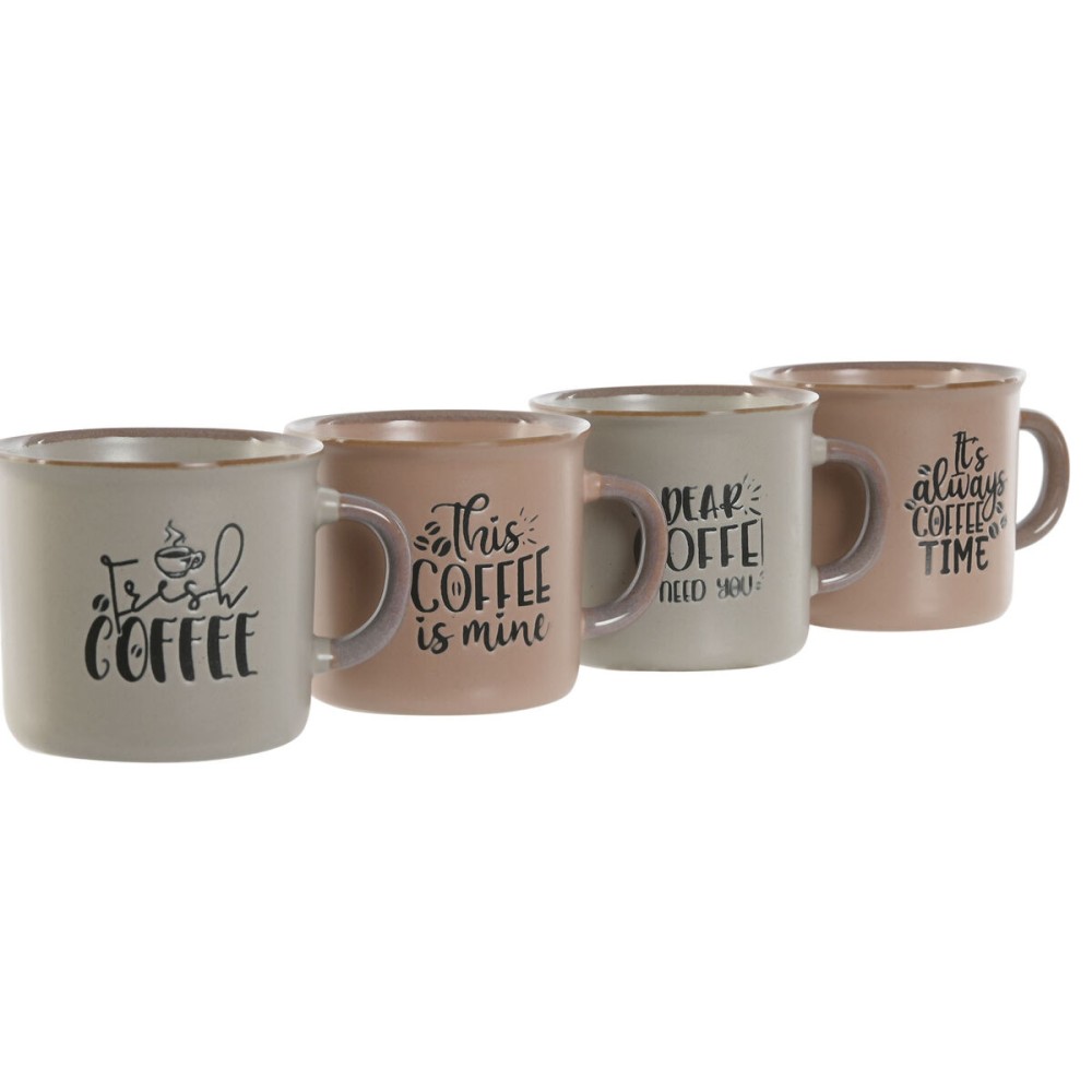 Ensemble de tasses à café Home ESPRIT Bleu Rose Grès 180 ml